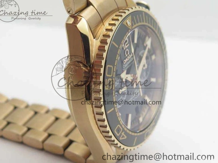 0328 Seamaster Pro Chrono RG Best Edition Black Ceramic Black Dial On RG Bracelet A ComfortFit 8130